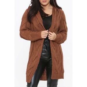 Dreamers Brown Cable Knit Open Cardigan Sweater XL